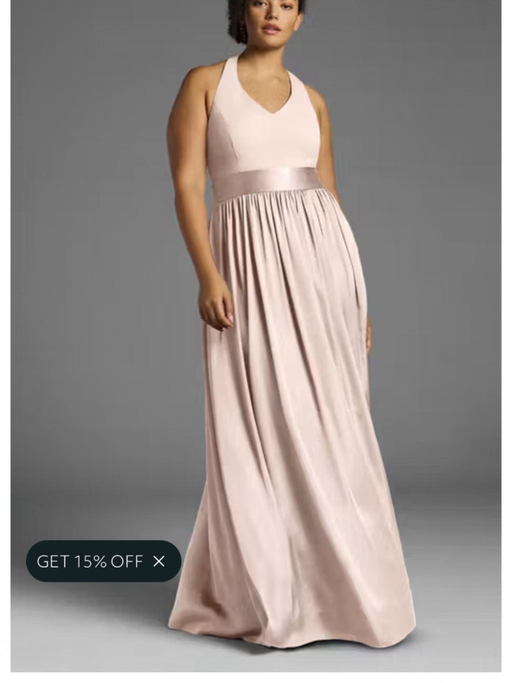 White by Vera Wang Blush Halter Maxi Bridesmaid Dress Size 4 NWT